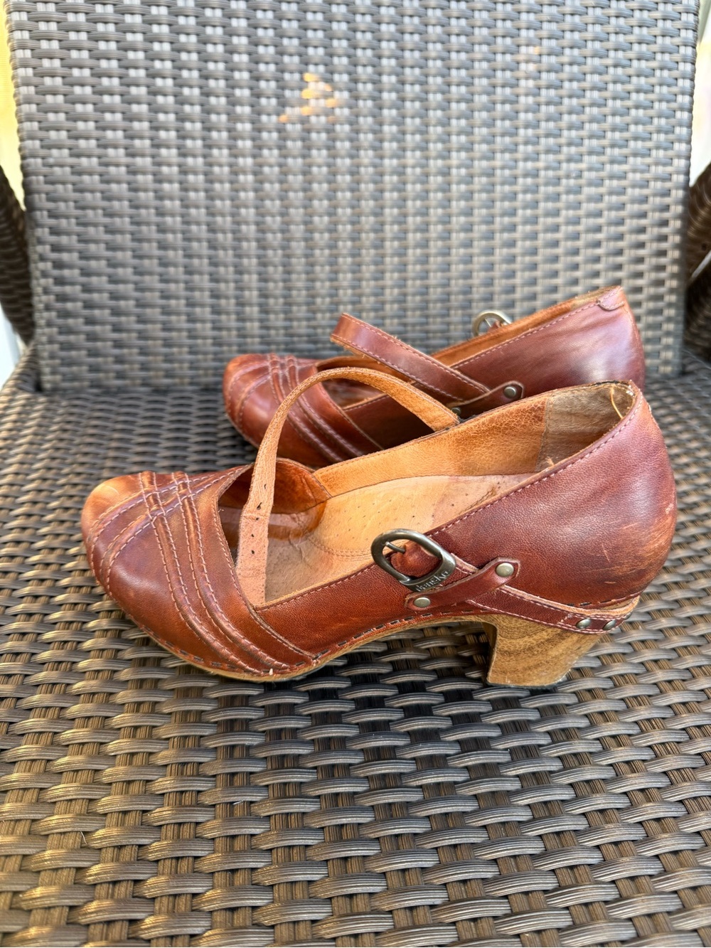 Dansko Brown Leather Mary Jane Clogs